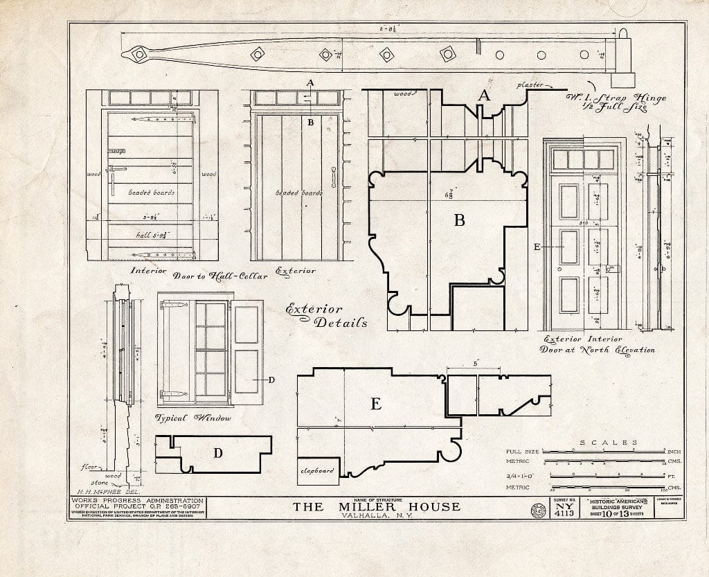 Blueprint HABS NY,60-VAL.V,1- (Sheet 10 of 13) - Elijah Miller House, West Lake Drive, Valhalla, Westchester County, NY