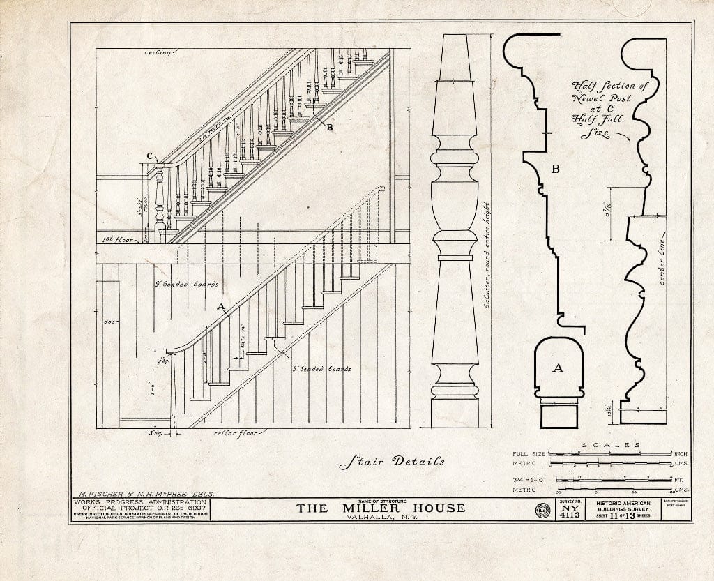 Blueprint HABS NY,60-VAL.V,1- (Sheet 11 of 13) - Elijah Miller House, West Lake Drive, Valhalla, Westchester County, NY