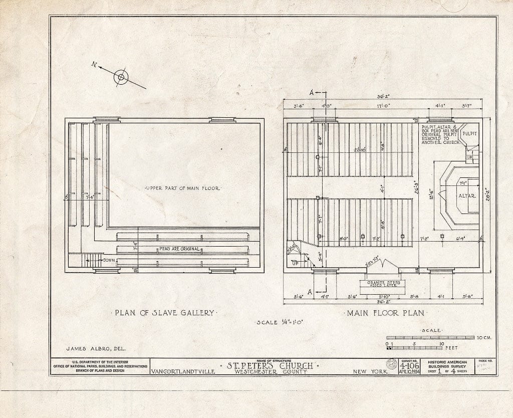 Blueprint HABS NY,60-VANCOV,1- (Sheet 1 of 4) - St. Peter's Church, Hillside Cemetery, Van Cortlandtville, Westchester County, NY