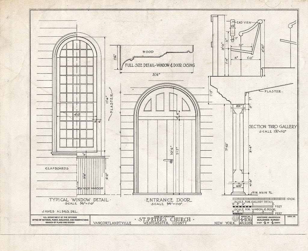 Blueprint HABS NY,60-VANCOV,1- (Sheet 4 of 4) - St. Peter's Church, Hillside Cemetery, Van Cortlandtville, Westchester County, NY