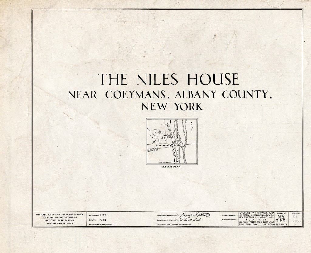 Blueprint HABS NY,1-COEY.V,1- (Sheet 0 of 8) - Coyemans-Bronck House, State Route 144, Coeymans, Albany County, NY