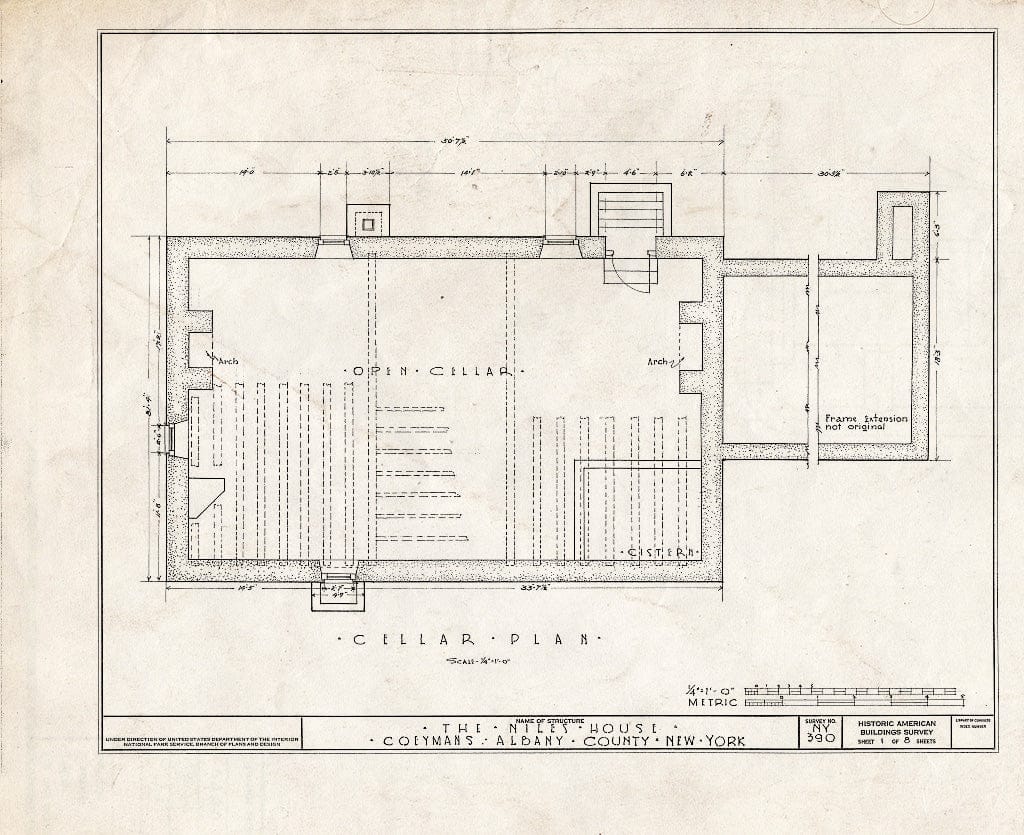 Blueprint HABS NY,1-COEY.V,1- (Sheet 1 of 8) - Coyemans-Bronck House, State Route 144, Coeymans, Albany County, NY