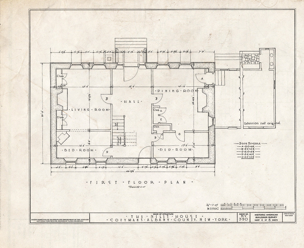 Blueprint HABS NY,1-COEY.V,1- (Sheet 2 of 8) - Coyemans-Bronck House, State Route 144, Coeymans, Albany County, NY