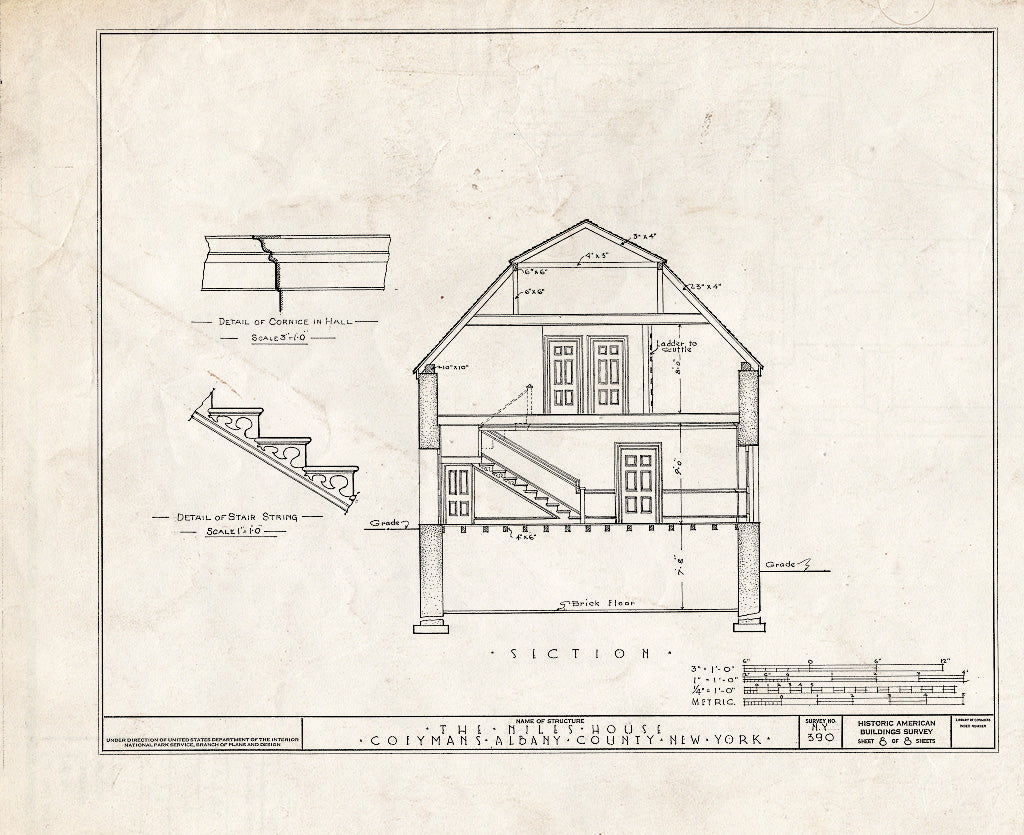 Blueprint HABS NY,1-COEY.V,1- (Sheet 8 of 8) - Coyemans-Bronck House, State Route 144, Coeymans, Albany County, NY
