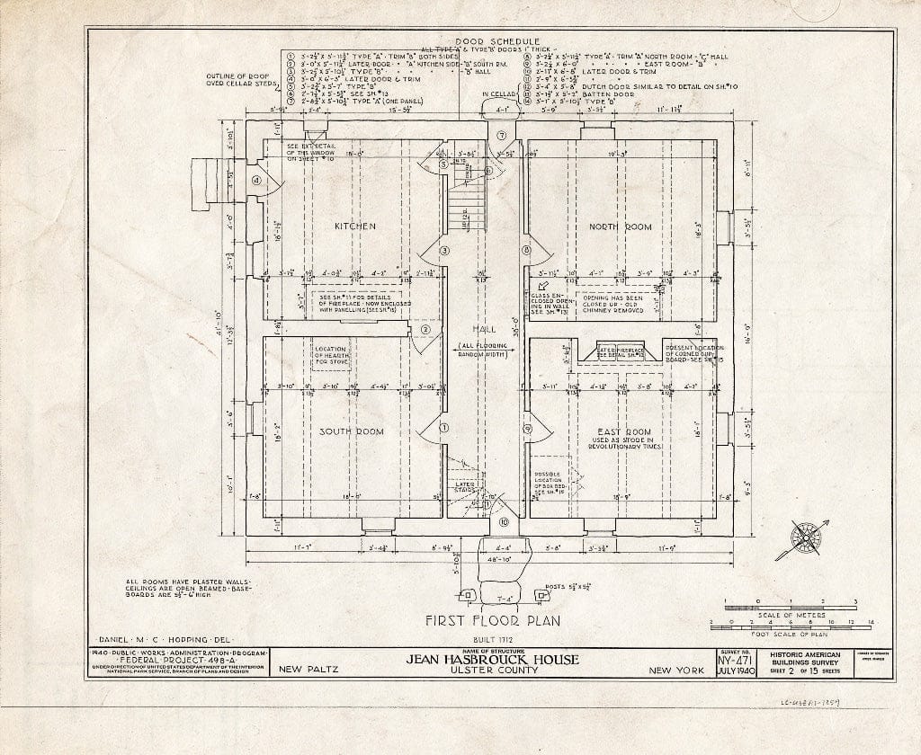 Blueprint HABS NY,56-NEWP,3- (Sheet 2 of 15) - Jean Hasbrouck House, Hugenot Street, New Paltz, Ulster County, NY