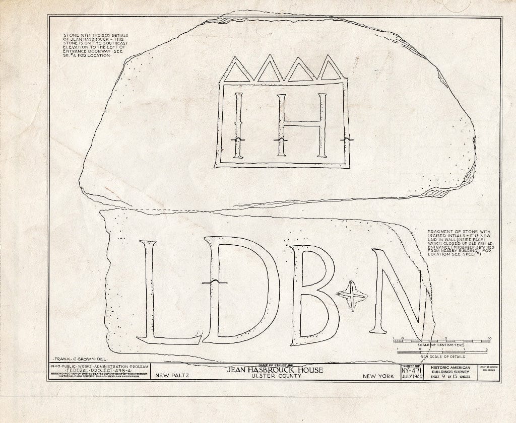Blueprint HABS NY,56-NEWP,3- (Sheet 9 of 15) - Jean Hasbrouck House, Hugenot Street, New Paltz, Ulster County, NY