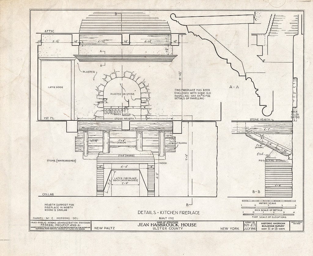 Blueprint HABS NY,56-NEWP,3- (Sheet 11 of 15) - Jean Hasbrouck House, Hugenot Street, New Paltz, Ulster County, NY