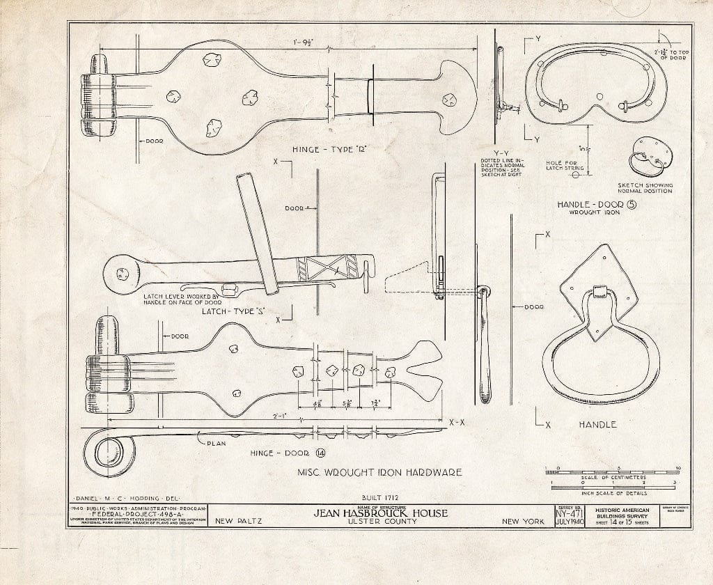 Blueprint HABS NY,56-NEWP,3- (Sheet 14 of 15) - Jean Hasbrouck House, Hugenot Street, New Paltz, Ulster County, NY