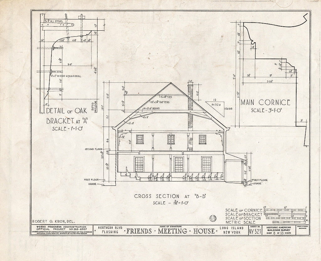 Blueprint HABS NY,41-Flush,1- (Sheet 8 of 15) - Society of Friends Meetinghouse, Northern Boulevard, Flushing, Queens County, NY