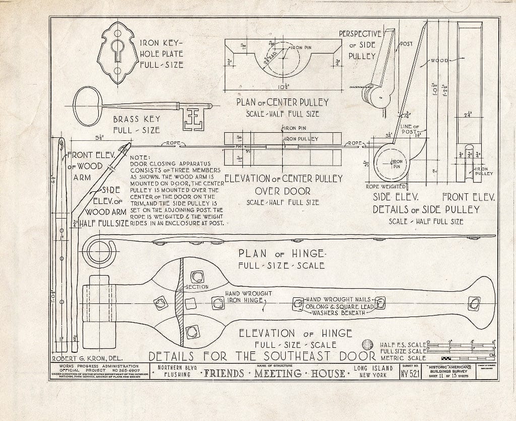 Blueprint HABS NY,41-Flush,1- (Sheet 11 of 15) - Society of Friends Meetinghouse, Northern Boulevard, Flushing, Queens County, NY