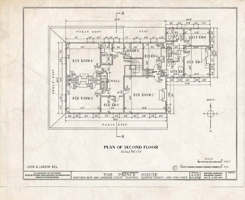 Blueprint HABS NY,41-Flush,4- (Sheet 2 of 10) - Prince House, Northern Boulevard & Lawrence Street, Flushing, Queens County, NY