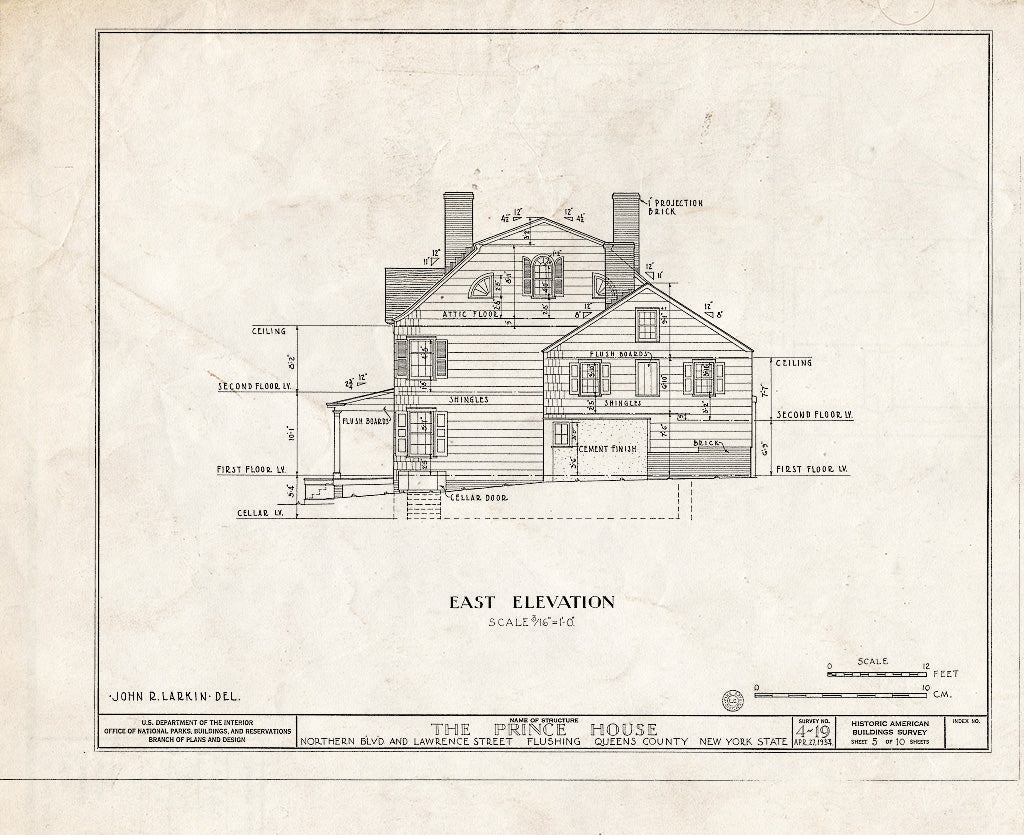 Blueprint HABS NY,41-Flush,4- (Sheet 5 of 10) - Prince House, Northern Boulevard & Lawrence Street, Flushing, Queens County, NY