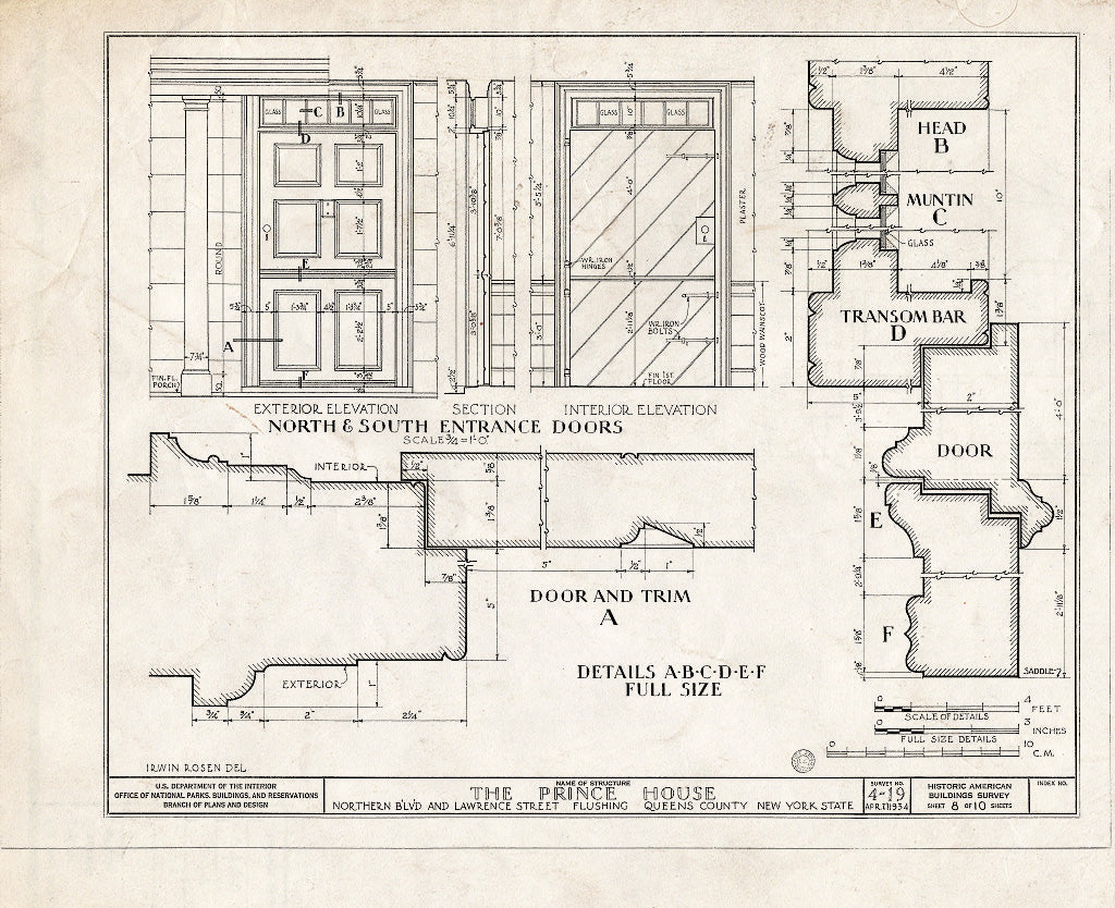 Blueprint HABS NY,41-Flush,4- (Sheet 8 of 10) - Prince House, Northern Boulevard & Lawrence Street, Flushing, Queens County, NY