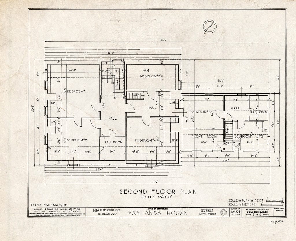 Blueprint HABS NY,41-RIDG,1- (Sheet 2 of 9) - Van Anda House, 1416 Flushing Avenue, Ridgewood, Queens County, NY