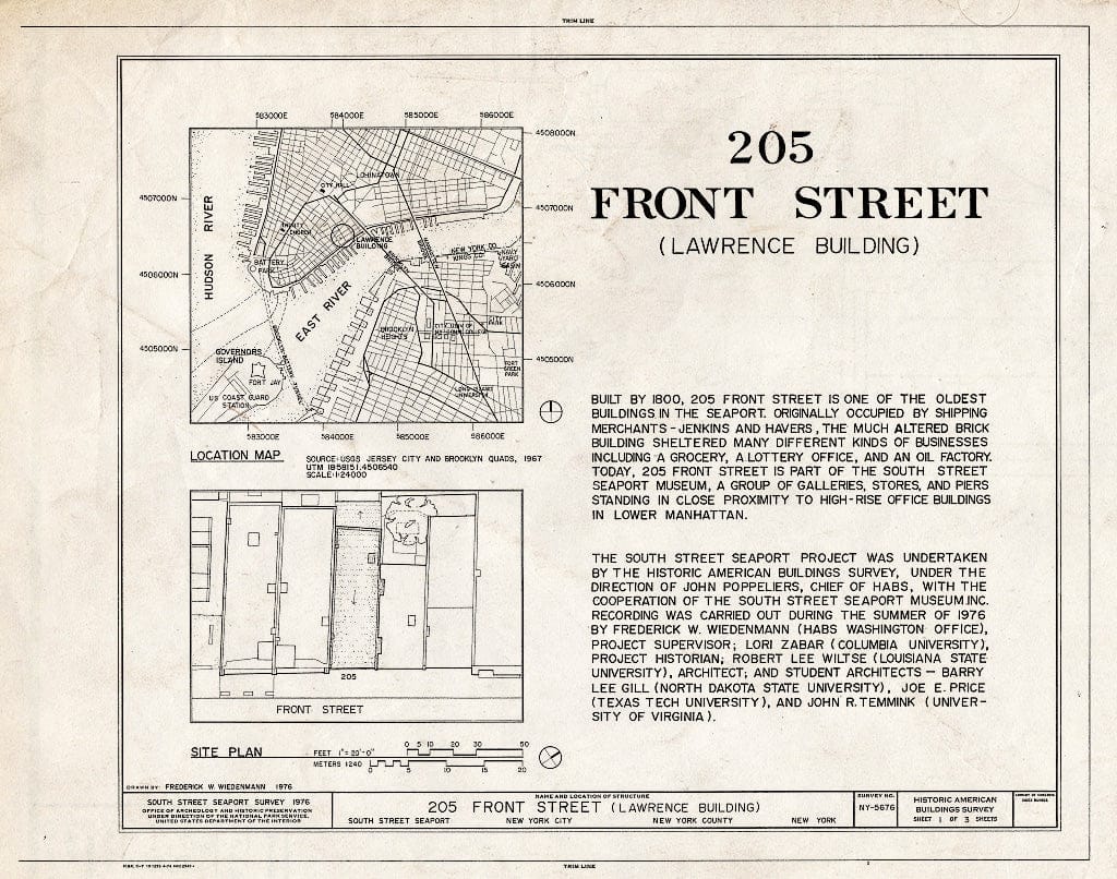 Blueprint HABS NY,31-NEYO,134- (Sheet 1 of 3) - South Street Seaport Museum, 205 Front Street, New York County, NY