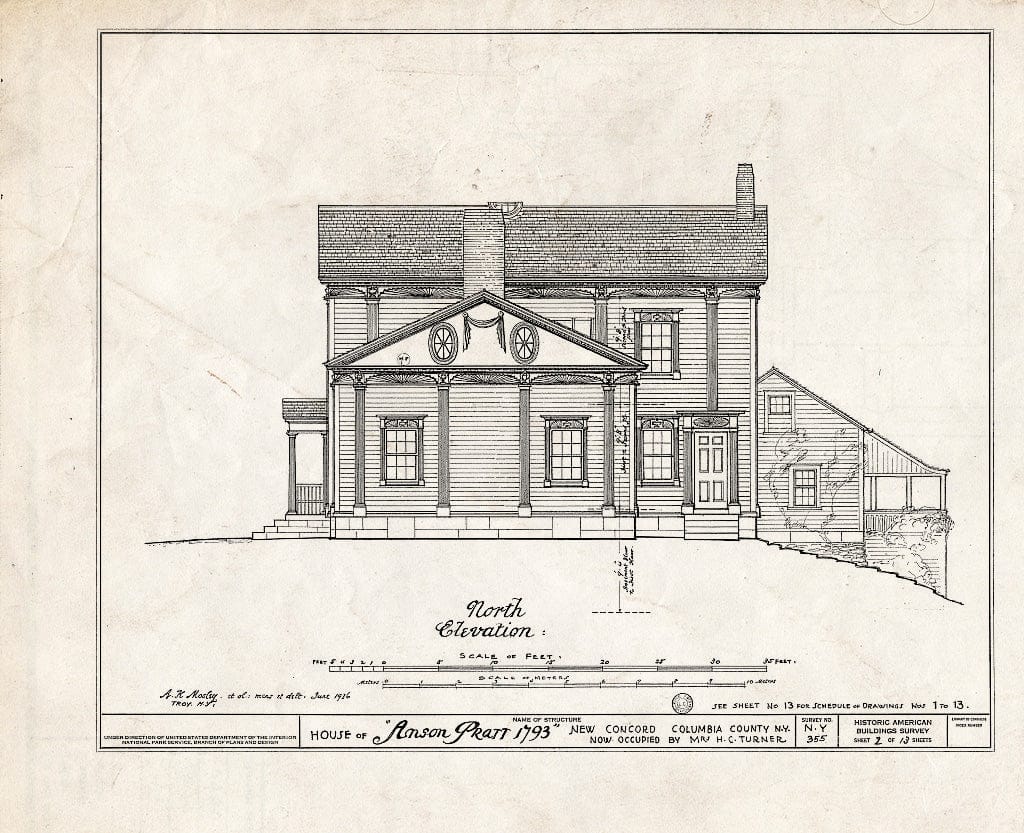 Blueprint HABS NY,11-NECON,1- (Sheet 2 of 13) - Anson Pratt House, New Concord, Columbia County, NY