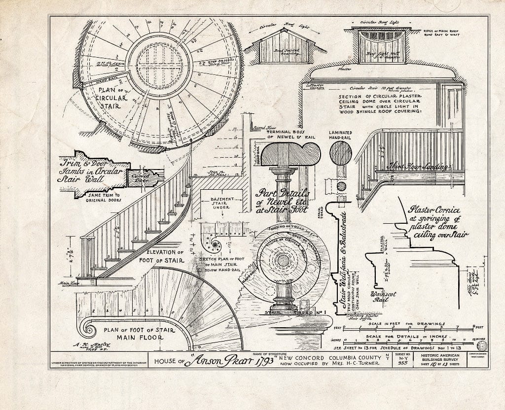 Blueprint HABS NY,11-NECON,1- (Sheet 10 of 13) - Anson Pratt House, New Concord, Columbia County, NY