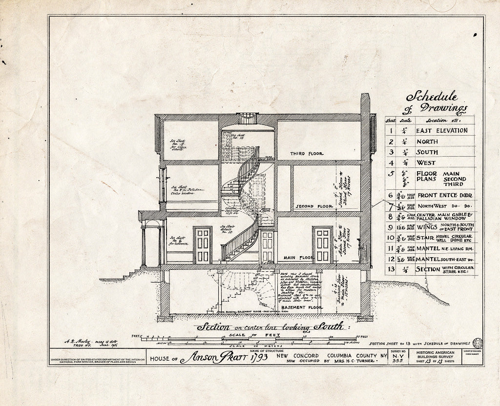 Blueprint HABS NY,11-NECON,1- (Sheet 13 of 13) - Anson Pratt House, New Concord, Columbia County, NY