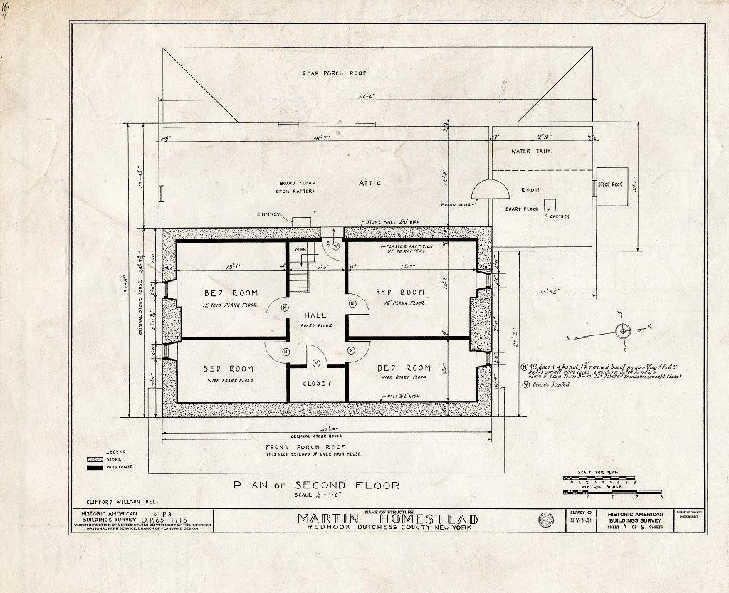 Blueprint HABS NY,14-RED,1- (Sheet 3 of 9) - Martin Homestead, U.S. Route 9, Red Hook, Dutchess County, NY
