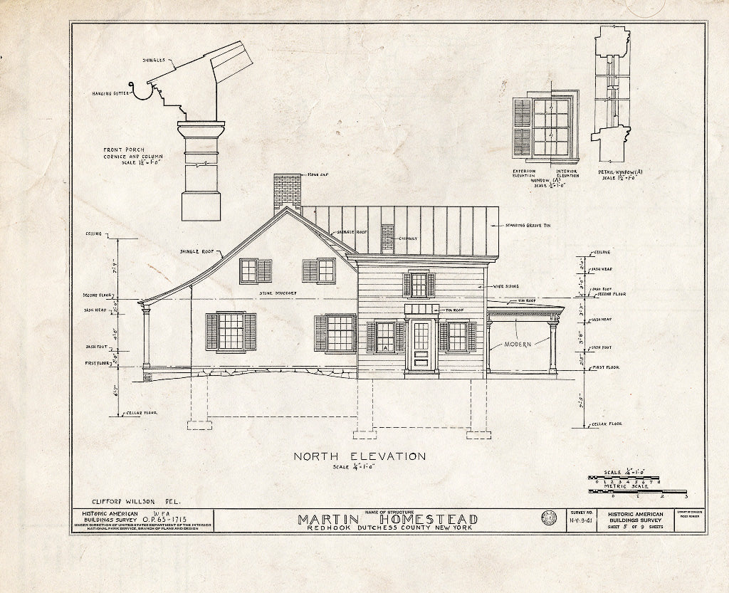 Blueprint HABS NY,14-RED,1- (Sheet 5 of 9) - Martin Homestead, U.S. Route 9, Red Hook, Dutchess County, NY