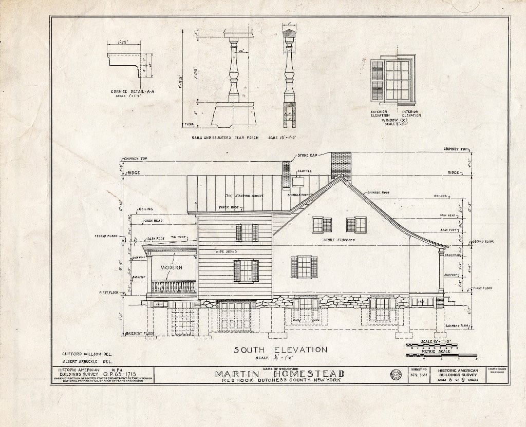 Blueprint HABS NY,14-RED,1- (Sheet 6 of 9) - Martin Homestead, U.S. Route 9, Red Hook, Dutchess County, NY