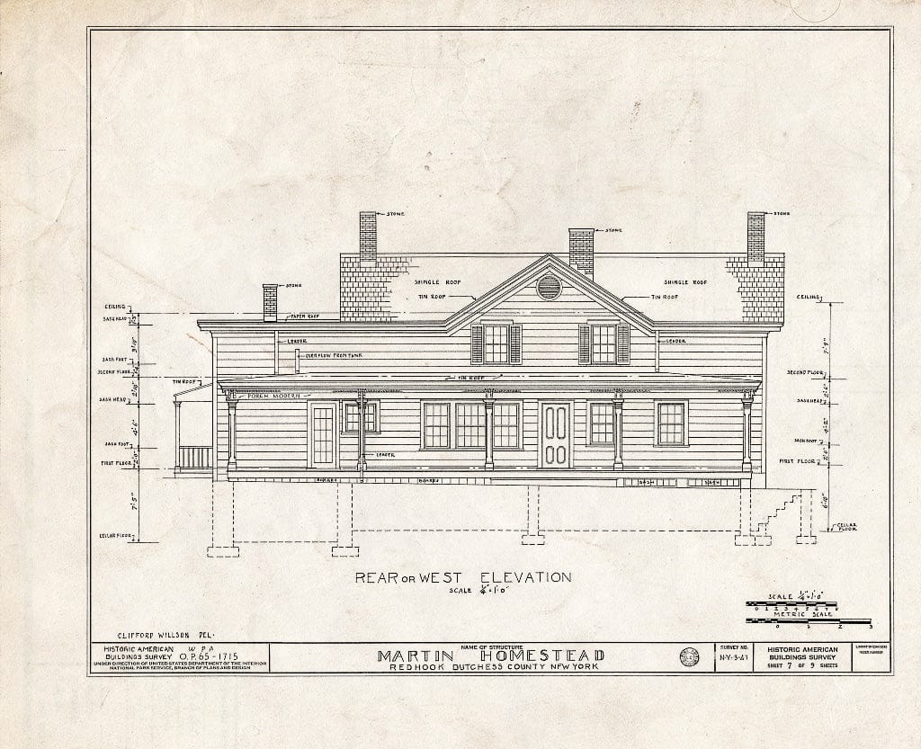 Blueprint HABS NY,14-RED,1- (Sheet 7 of 9) - Martin Homestead, U.S. Route 9, Red Hook, Dutchess County, NY
