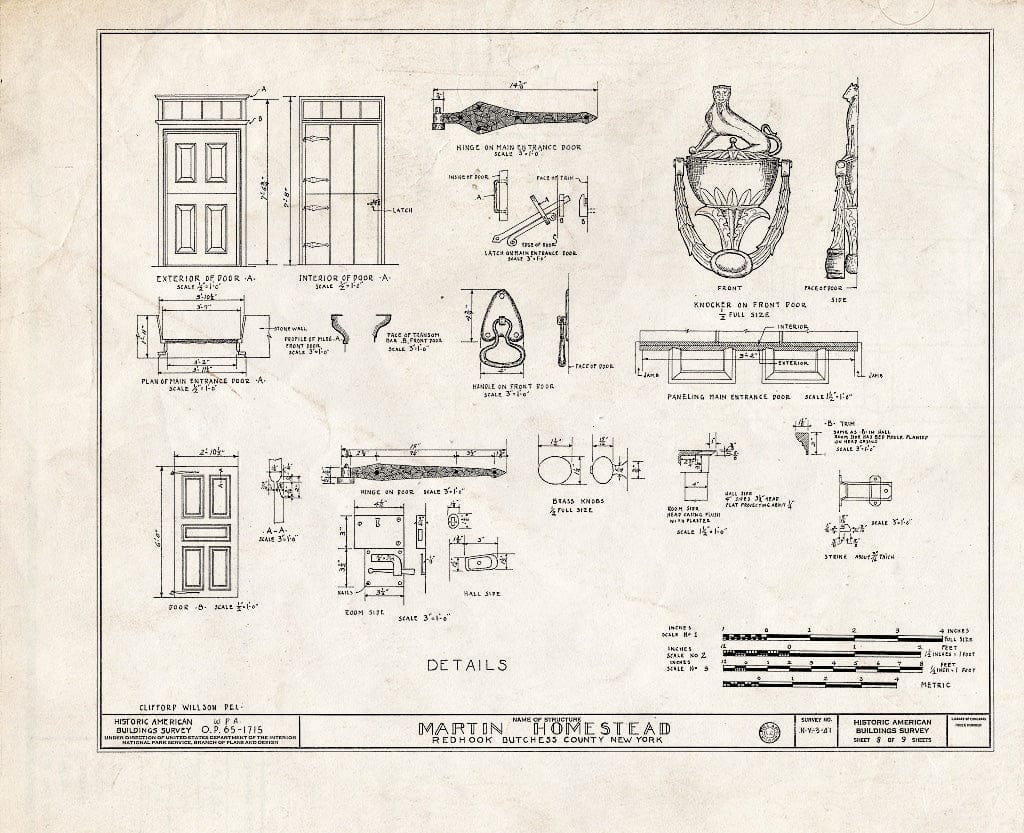 Blueprint HABS NY,14-RED,1- (Sheet 8 of 9) - Martin Homestead, U.S. Route 9, Red Hook, Dutchess County, NY