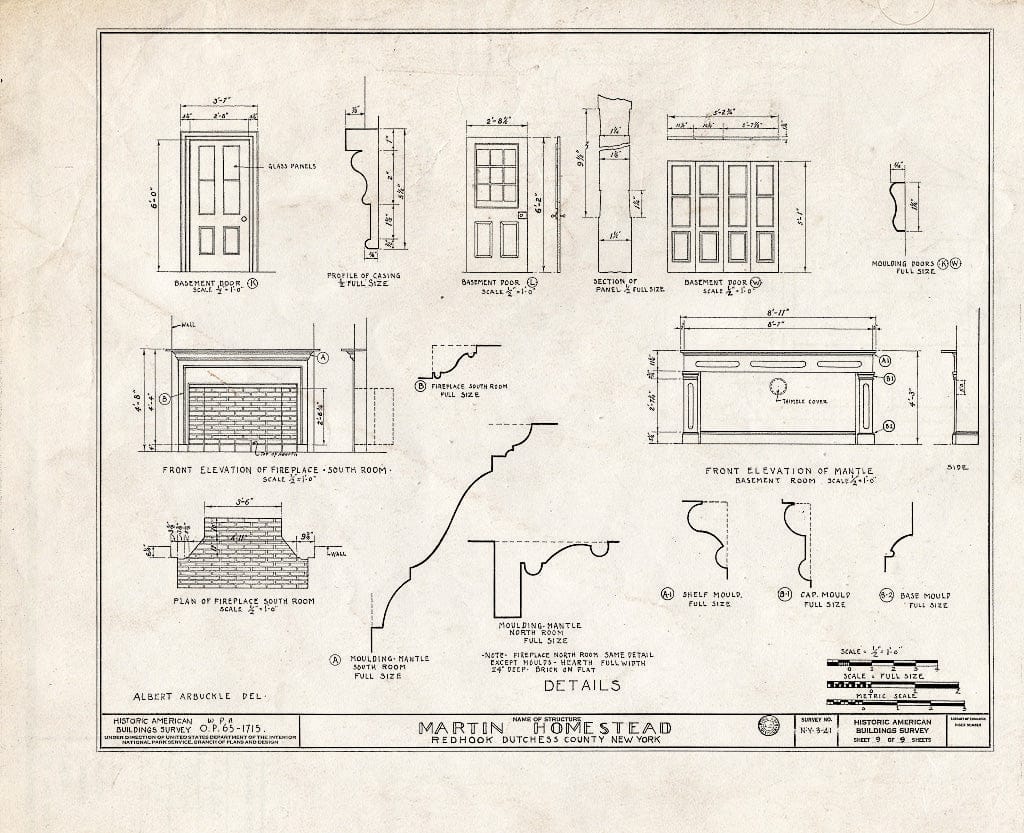 Blueprint HABS NY,14-RED,1- (Sheet 9 of 9) - Martin Homestead, U.S. Route 9, Red Hook, Dutchess County, NY