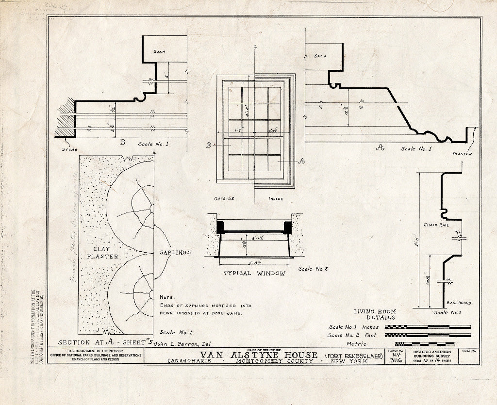 Blueprint HABS NY,29-Cana,1- (Sheet 13 of 14) - Fort Rensselaer, Canajoharie, Montgomery County, NY