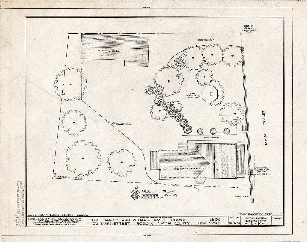 Blueprint HABS NY,30-ROS,6- (Sheet 1 of 10) - James & William Smith House, 106 Main Street, Roslyn, Nassau County, NY