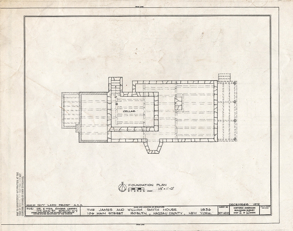 Blueprint HABS NY,30-ROS,6- (Sheet 2 of 10) - James & William Smith House, 106 Main Street, Roslyn, Nassau County, NY