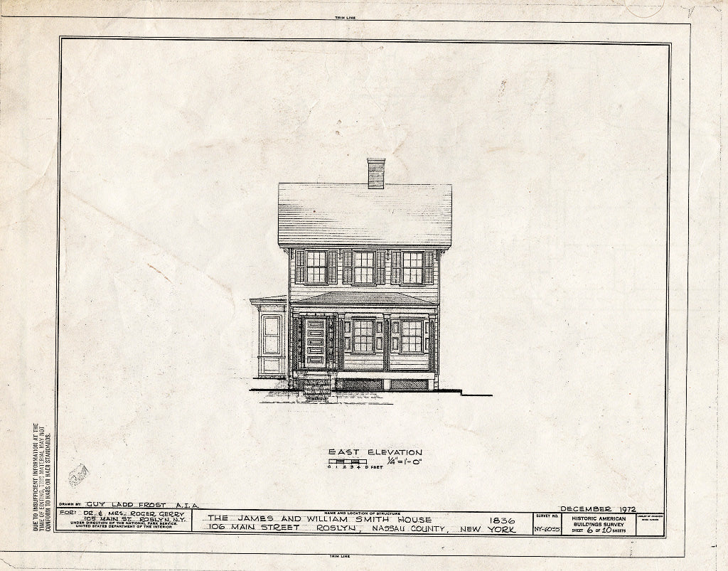 Blueprint HABS NY,30-ROS,6- (Sheet 6 of 10) - James & William Smith House, 106 Main Street, Roslyn, Nassau County, NY