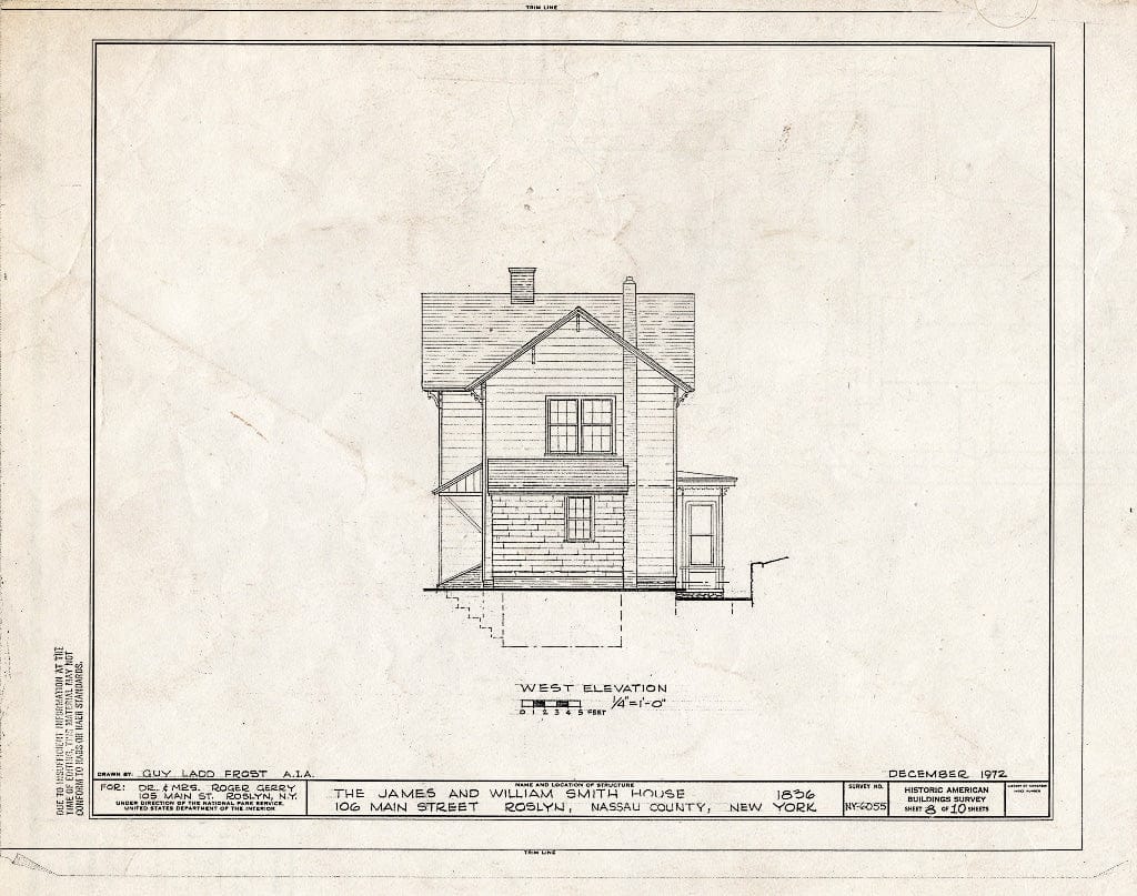Blueprint HABS NY,30-ROS,6- (Sheet 8 of 10) - James & William Smith House, 106 Main Street, Roslyn, Nassau County, NY