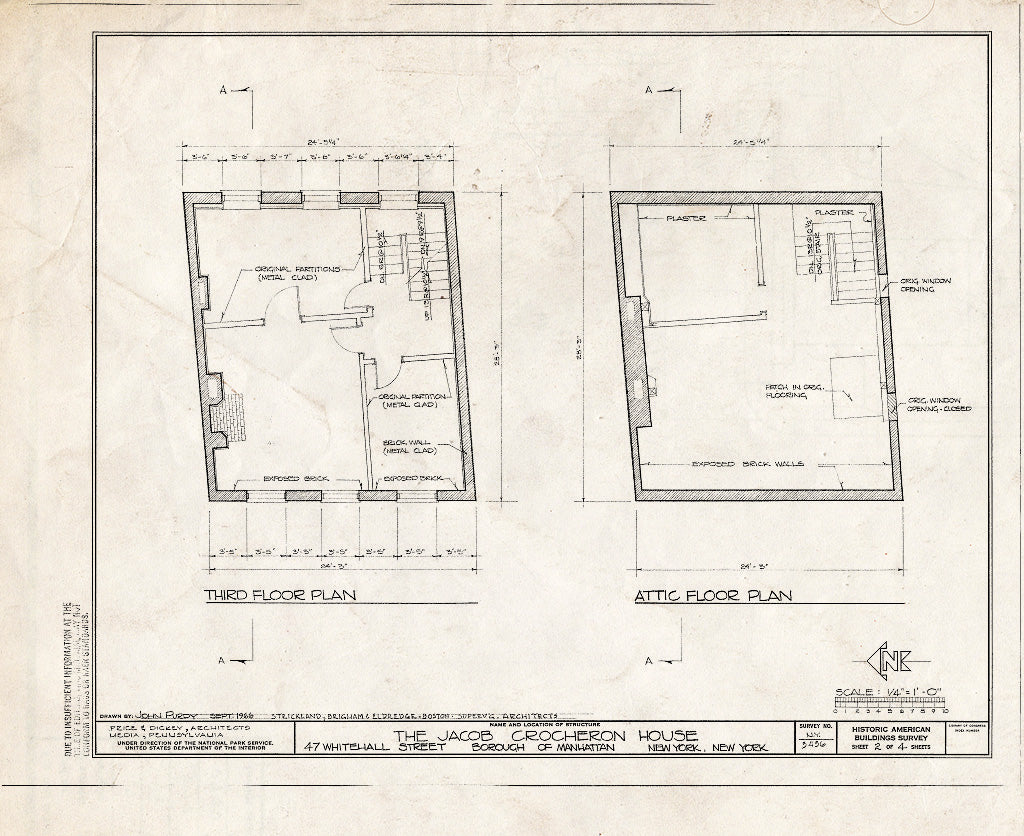 Blueprint HABS NY,31-NEYO,125- (Sheet 2 of 4) - Jacob Crocheron House, 47 Whitehall Street, New York County, NY