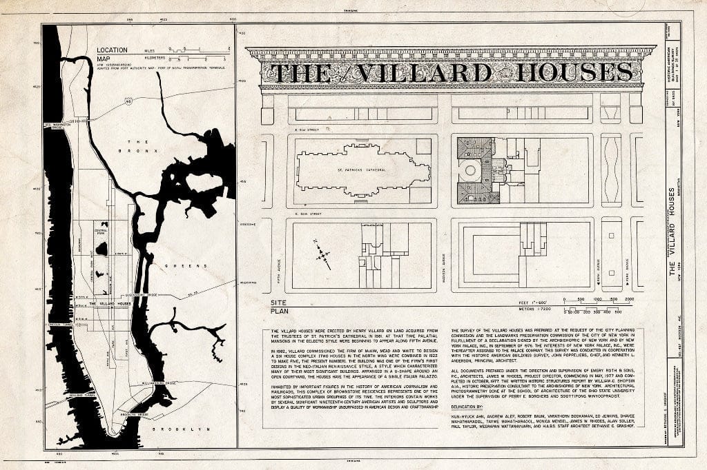 Blueprint HABS NY,31-NEYO,120- (Sheet 1 of 35) - Villard Houses, 451-457 Madison Avenue & 24 East Fifty-First Street, New York County, NY