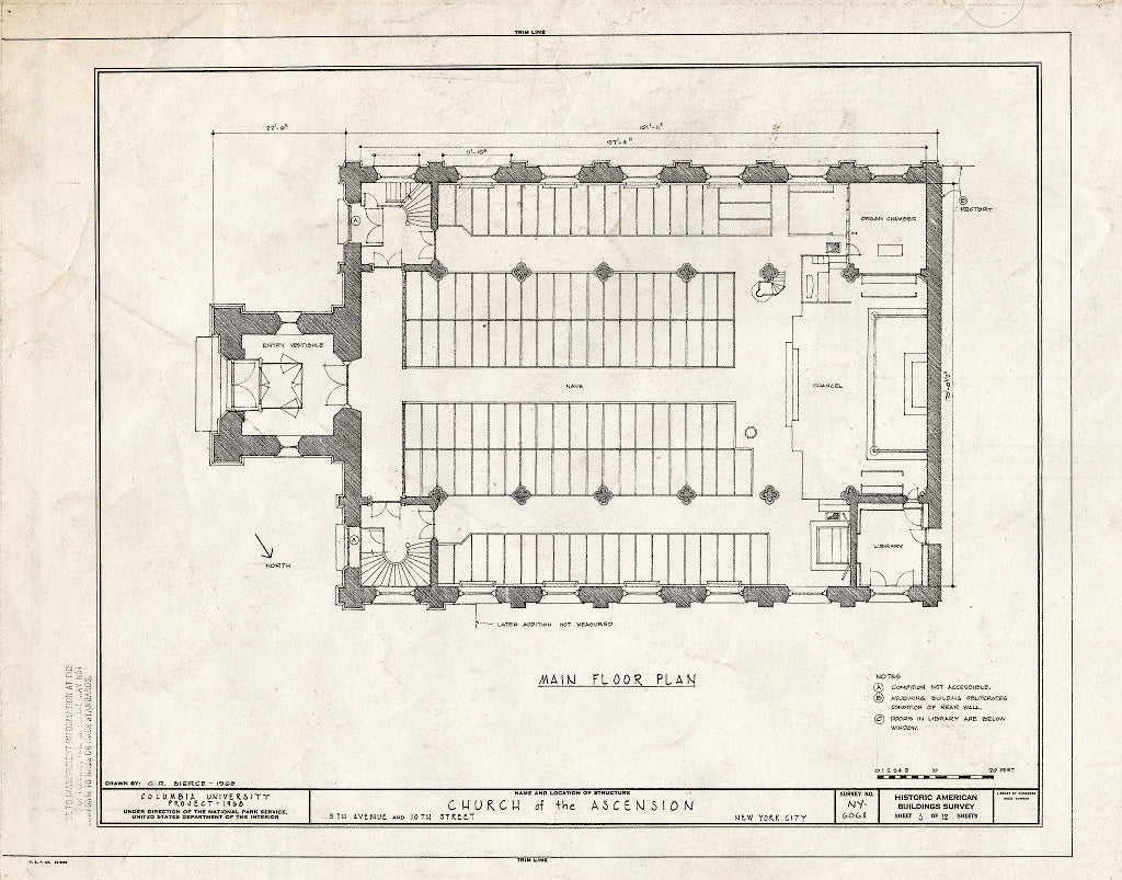Blueprint HABS NY,31-NEYO,95- (Sheet 3 of 12) - Church of The Ascension, Fifth Avenue & Tenth Street, New York County, NY