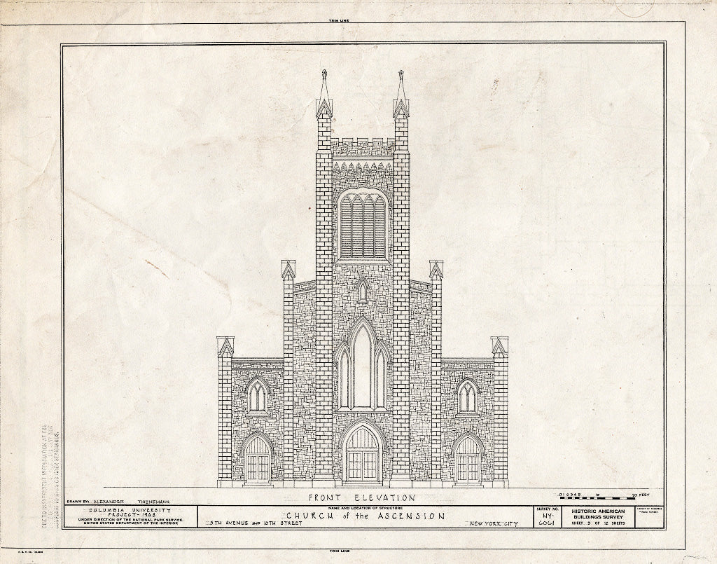 Blueprint HABS NY,31-NEYO,95- (Sheet 5 of 12) - Church of The Ascension, Fifth Avenue & Tenth Street, New York County, NY