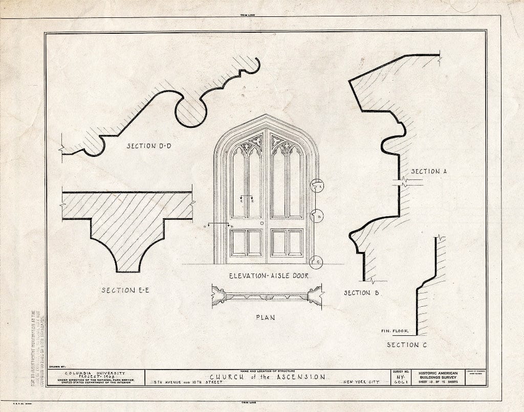 Blueprint HABS NY,31-NEYO,95- (Sheet 10 of 12) - Church of The Ascension, Fifth Avenue & Tenth Street, New York County, NY