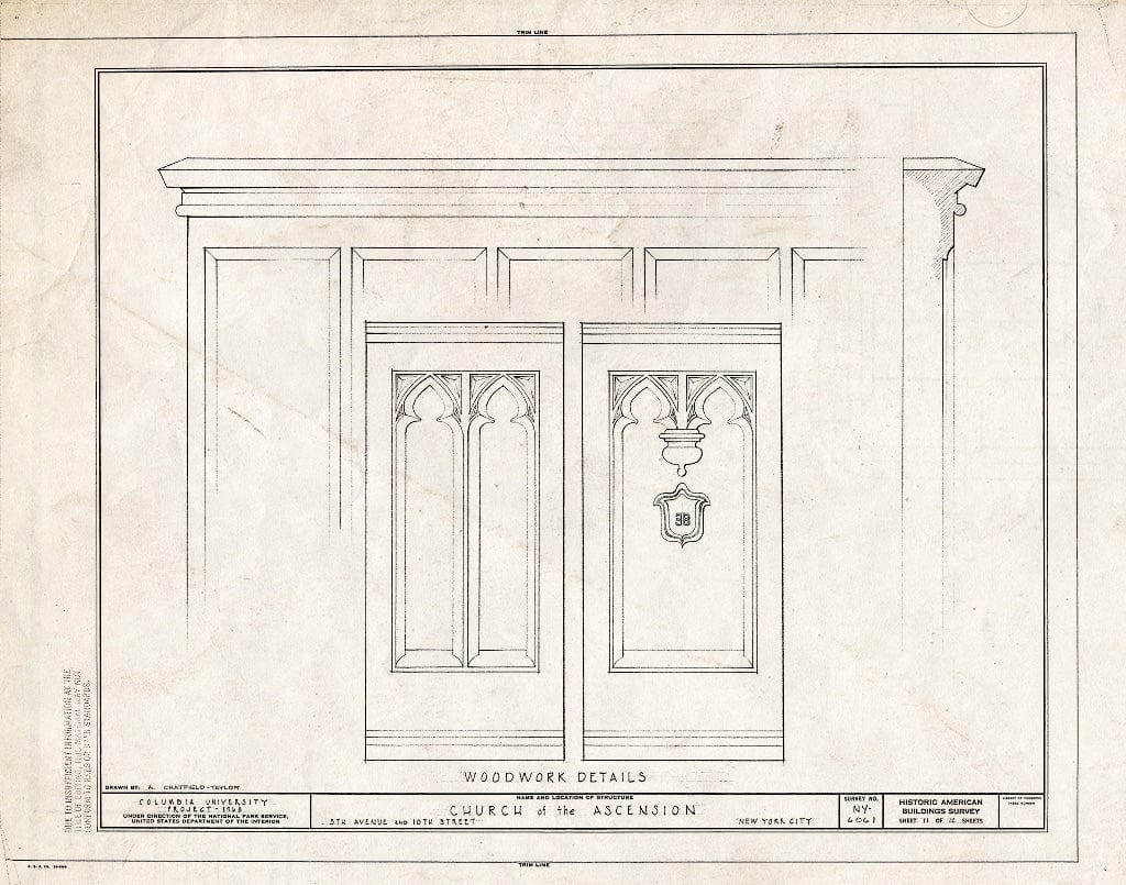 Blueprint HABS NY,31-NEYO,95- (Sheet 11 of 12) - Church of The Ascension, Fifth Avenue & Tenth Street, New York County, NY