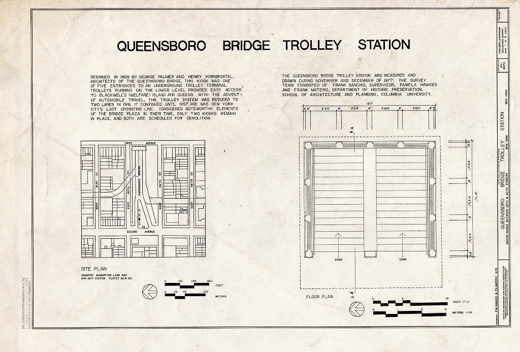 Blueprint HABS NY,31-NEYO,160A- (Sheet 1 of 3) - Queensboro Bridge Trolley Station, Spanning East River & Blackwell's Island, New York County, NY