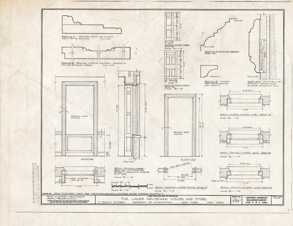Blueprint HABS NY,31-NEYO,127- (Sheet 5 of 5) - Jacob Houseman House & Office, 2 Front Street, New York County, NY