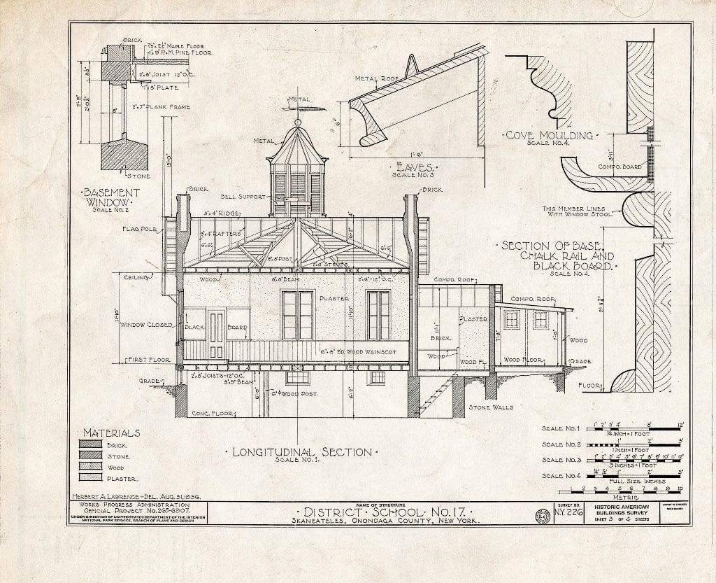 Blueprint HABS NY,34-SKA.V,3- (Sheet 3 of 4) - District School Number 17, West Lake Road, Skaneateles, Onondaga County, NY
