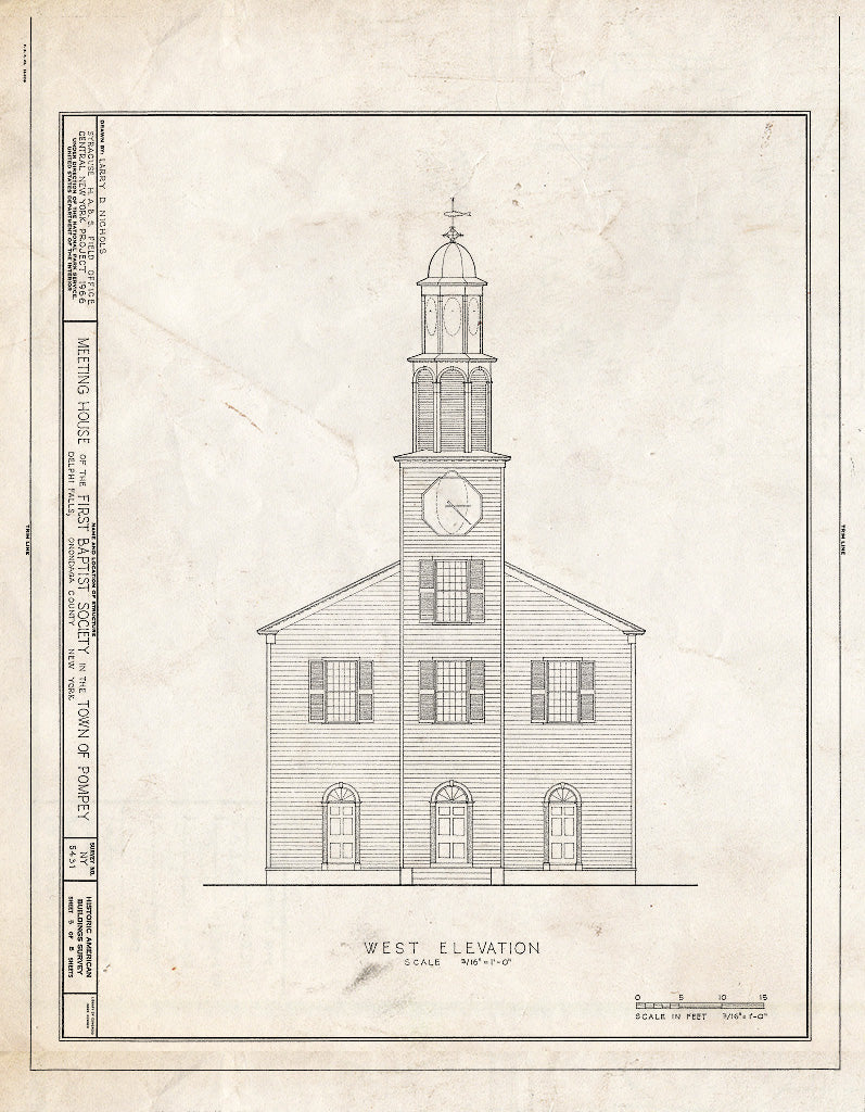 Blueprint HABS NY,34-DELF,1- (Sheet 5 of 8) - Meetinghouse of The First Baptist Society, Pompey, Delphi Falls, Onondaga County, NY