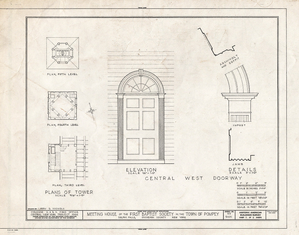 Blueprint HABS NY,34-DELF,1- (Sheet 8 of 8) - Meetinghouse of The First Baptist Society, Pompey, Delphi Falls, Onondaga County, NY