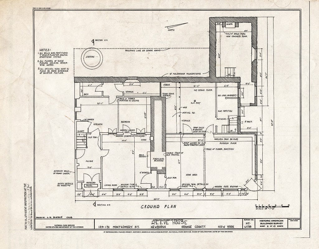 Blueprint HABS NY,36-Newb,18- (Sheet 2 of 10) - Reeve House, 129-131 Montgomery Street, Newburgh, Orange County, NY