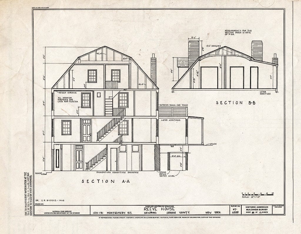 Blueprint HABS NY,36-Newb,18- (Sheet 8 of 10) - Reeve House, 129-131 Montgomery Street, Newburgh, Orange County, NY