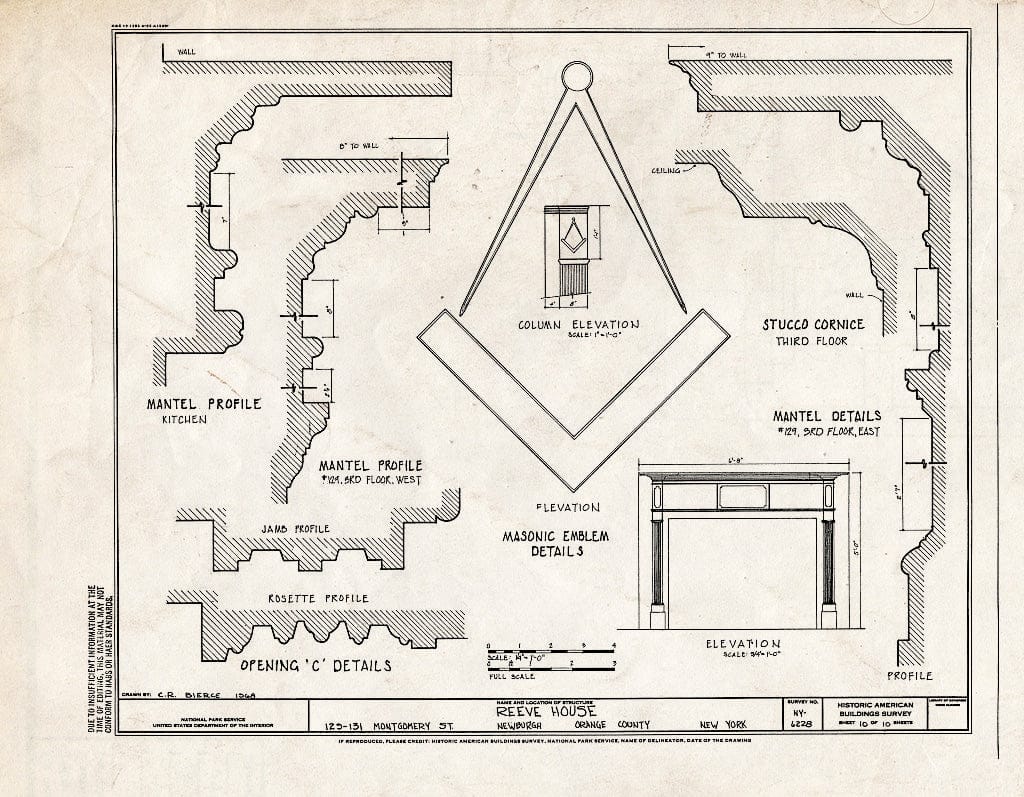 Blueprint HABS NY,36-Newb,18- (Sheet 10 of 10) - Reeve House, 129-131 Montgomery Street, Newburgh, Orange County, NY