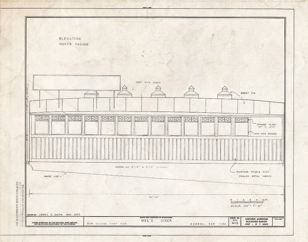 Blueprint HABS NY,41-QUE,1- (Sheet 1 of 2) - Mel's Diner, 3046 College Point Boulevard, Queens (Subdivision), Queens County, NY