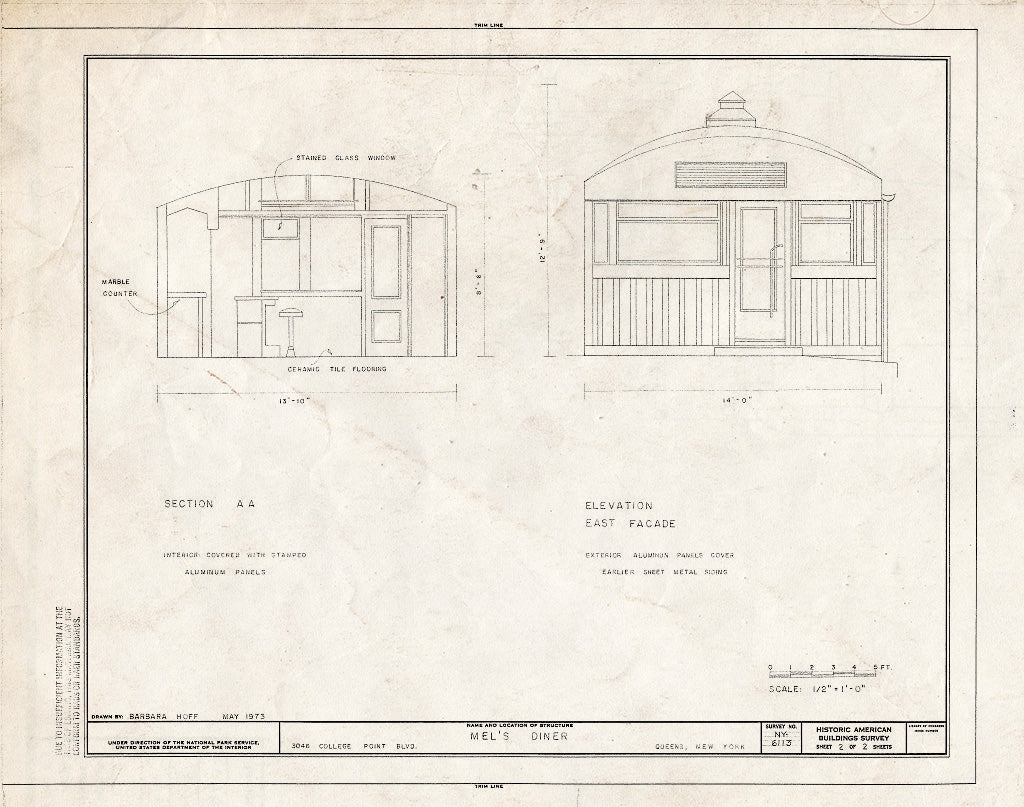 Blueprint HABS NY,41-QUE,1- (Sheet 2 of 2) - Mel's Diner, 3046 College Point Boulevard, Queens (Subdivision), Queens County, NY