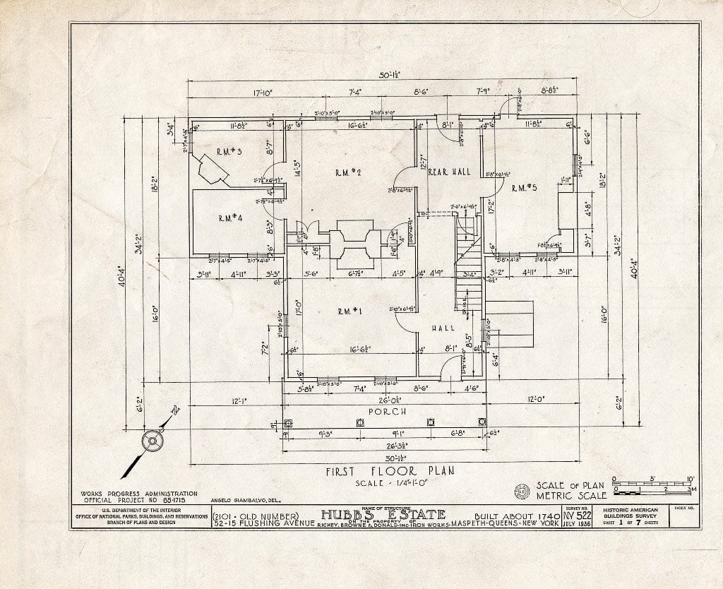 Blueprint HABS NY,41-MASP,2- (Sheet 1 of 7) - Hubb Estate, 52-15 Flushing Avenue, Maspeth, Queens County, NY